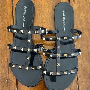 Wild Diva Black Studded Women's Sandals